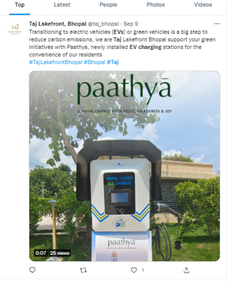 Tata Power and IHCL Electric Vehicle Charging Stations In India